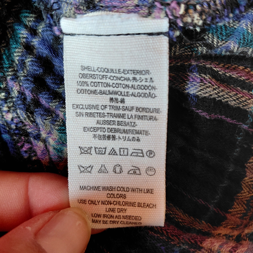 Free People Navy and Green Plaid Button-Down Shirt - Picture 13 of 16